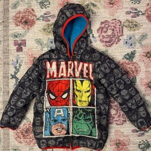 Kids Reversible Puffer Jacket, Marvel, Size 4